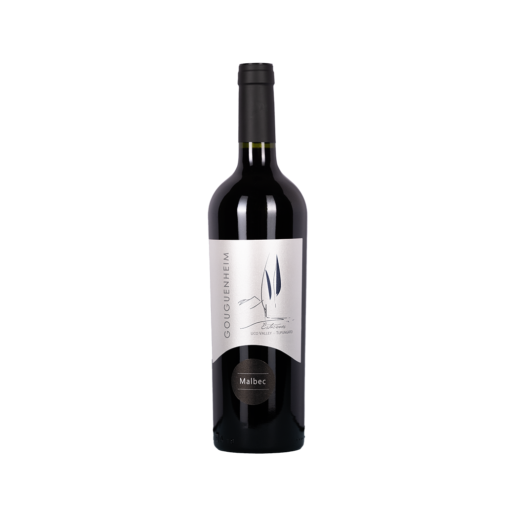 Bottle of Gouguenheim Malbec red wine from Mendoza, Argentina