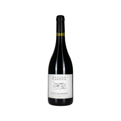 Bottle of Maison Plantevin Côtes du Rhône red wine from Rhône Valley, France