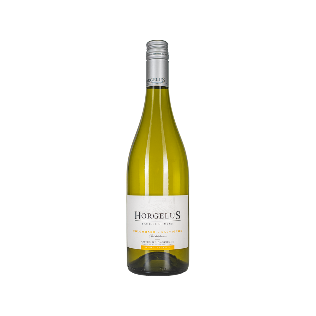 Bottle of Horgelus Colombard Sauvignon Blanc white wine from Gascony, France