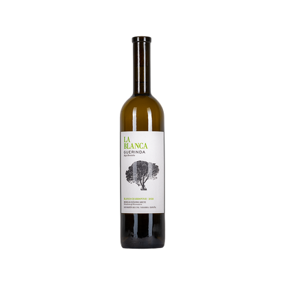 Bottle of Guerinda La Blanca Chardonnay white wine from Navarra, Spain