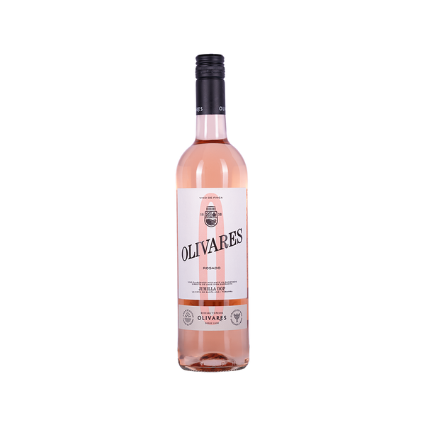Bottle of Olivares Grenache Rosé wine from Jumilla, Spain