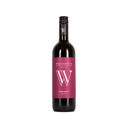 Bottle of Wellanschitz Zweigelt red wine from Burgenland, Austria