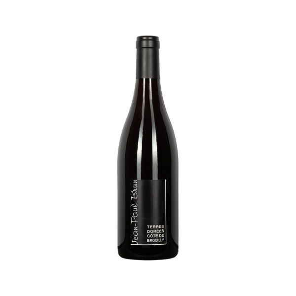 Bottle of Terres Dorées Côte de Brouilly red wine from Beaujolais, France