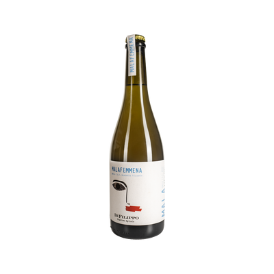 Bottle of Di Filippo Malafemmena Pet Nat sparkling wine from Umbria, Italy