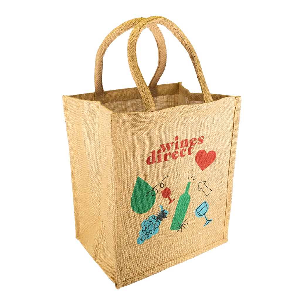 Jute 6 Bottle Carrier with dividers