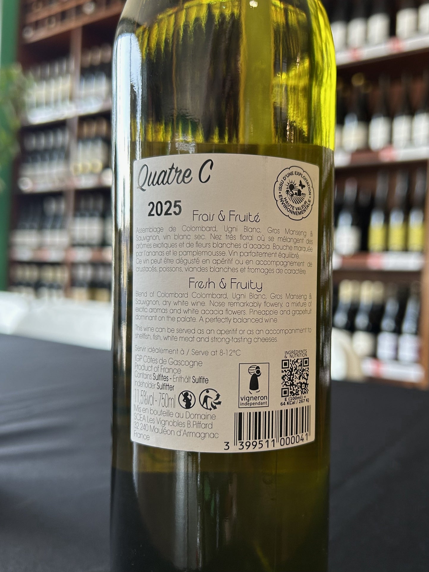 Papolle Quatre C Blanc back label