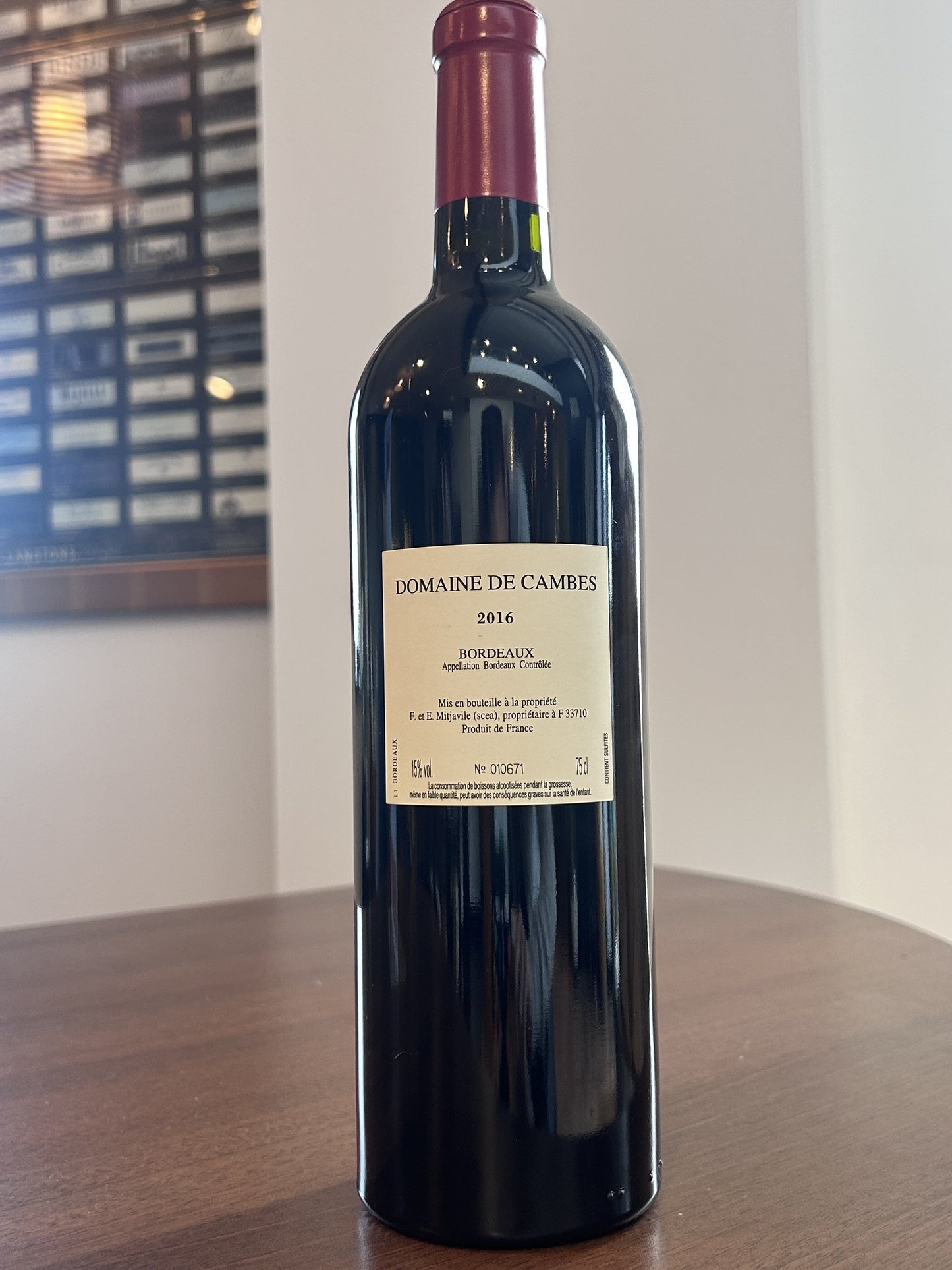 Domaine de Cambes Bordeaux AOC France 2016